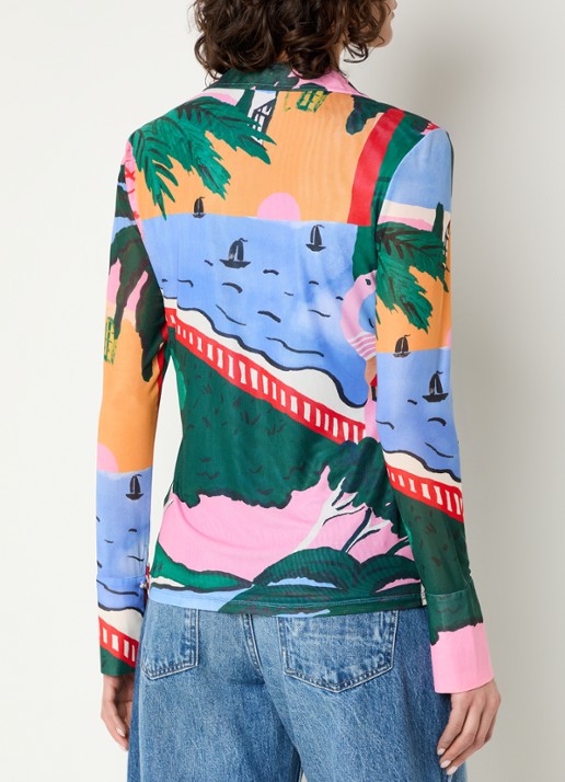 Fabienne Chapot Kevis blouse van mesh met print - achterkant 4 blauw