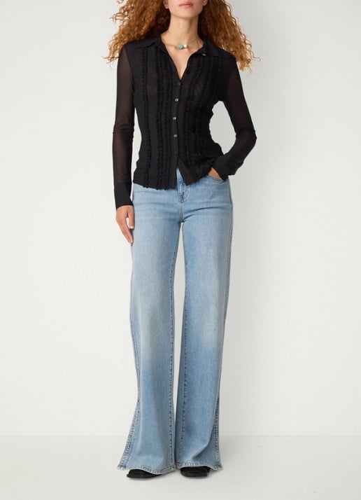 Fabienne Chapot Kiki semi-transparante blouse van mesh - voorkant 2 zwart
