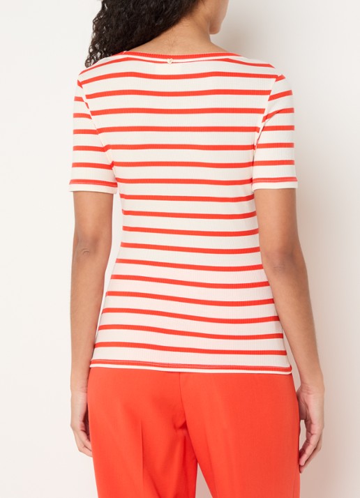 Fabienne Chapot Lena T-shirt met streepprint - achterkant 4 rood