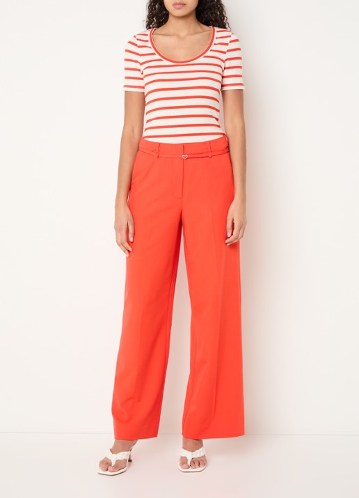 Fabienne Chapot Lena T-shirt met streepprint - voorkant 3 rood