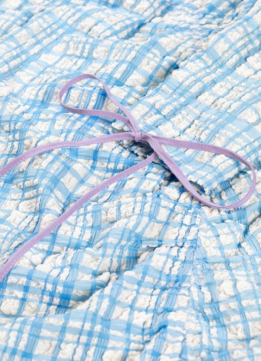 Fabienne Chapot Levi mini jurk met ruitdessin en structuur - detail 3 blauw