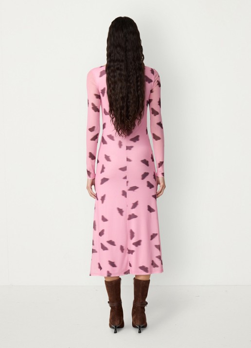 Fabienne Chapot Lilea midi jurk van mesh met print - achterkant 5 roze