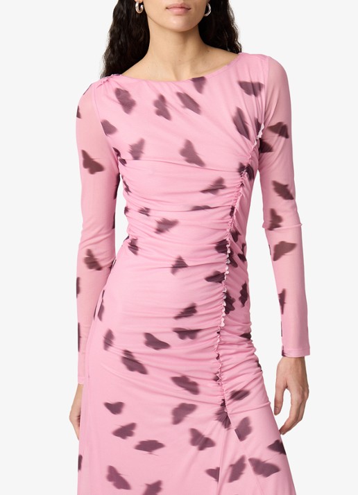 Fabienne Chapot Lilea midi jurk van mesh met print - detail 3 roze