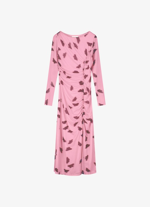 Fabienne Chapot Lilea midi jurk van mesh met print - voorkant roze