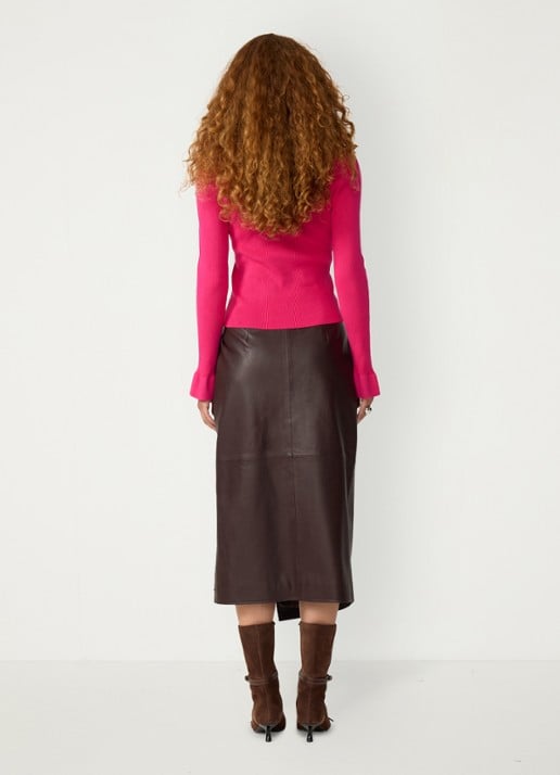 Fabienne Chapot Lilo ribgebreide pullover met sierknopen - achterkant 5 fuchsia