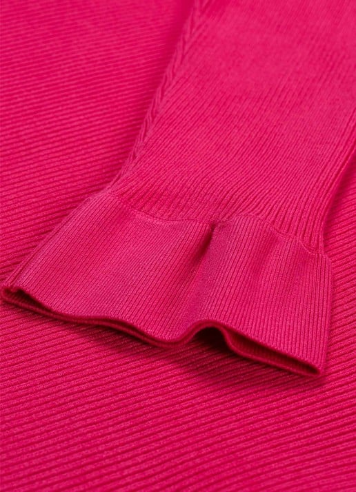 Fabienne Chapot Lilo ribgebreide pullover met sierknopen - detail 2 fuchsia