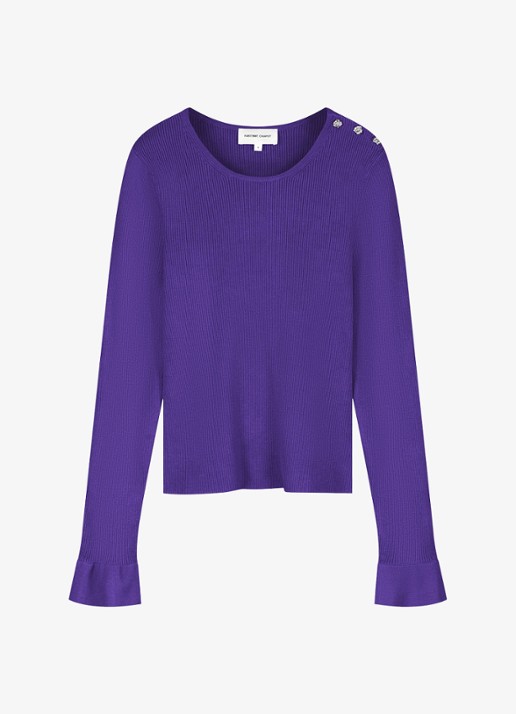 Fabienne Chapot Lilo ribgebreide pullover  - voorkant 3 paars