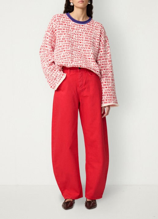 Fabienne Chapot Love Letter pullover met print - voorkant 4 gebroken wit