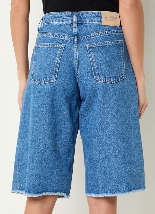 Fabienne Chapot Lucy high waist straight leg korte broek van denim - achterkant indigo