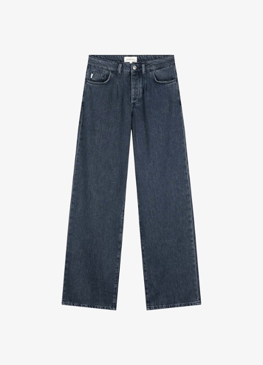 Fabienne Chapot Lulu high waist wide leg jeans in lyocellblend  - voorkant 3 indigo