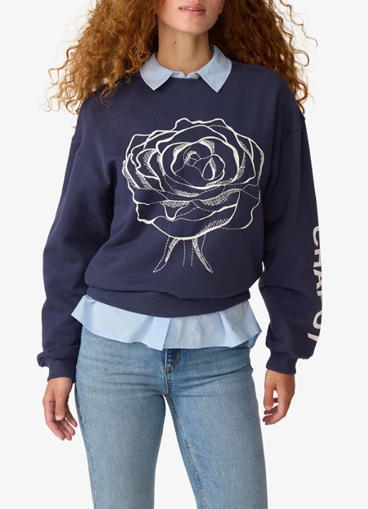 Fabienne Chapot Luna sweater met print - detail 3 donkerblauw