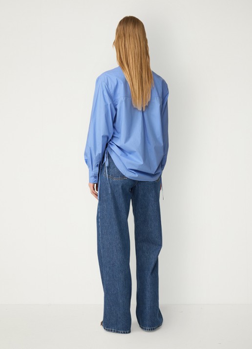 Fabienne Chapot Lux blouse met borduring en trekkoord - achterkant 3 blauw