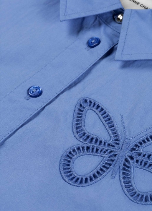 Fabienne Chapot Lux blouse met borduring en trekkoord - detail 2 blauw