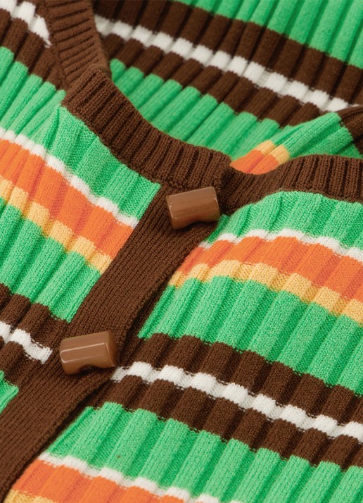 Fabienne Chapot Lux top met ribstructuur met streepprint - detail 4 groen