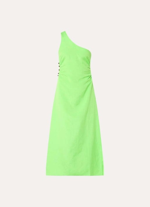 Fabienne Chapot Mandara midi jurk in linnenblend met cut-out detail - voorkant 3 groen