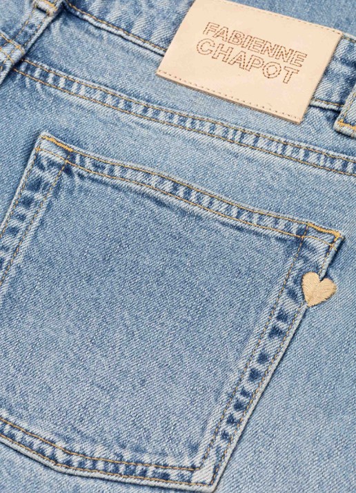 Fabienne Chapot Mid waist wide leg jeans met steekzakken en split - detail 3 indigo
