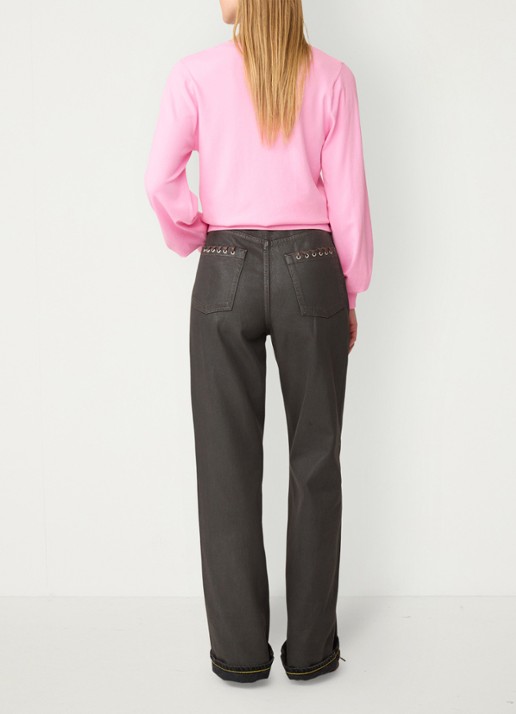 Fabienne Chapot Molly Cuff fijngebreide pullover met sierknopen - achterkant 3 roze