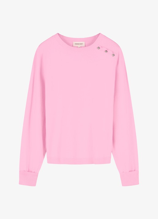 Fabienne Chapot Molly Cuff fijngebreide pullover met sierknopen - voorkant 4 roze