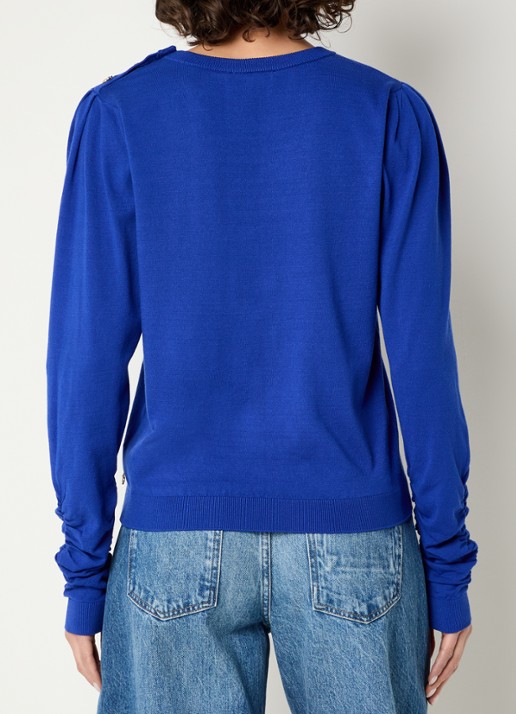 Fabienne Chapot Molly fijngebreide pullover met plooidetail - achterkant 4 kobaltblauw