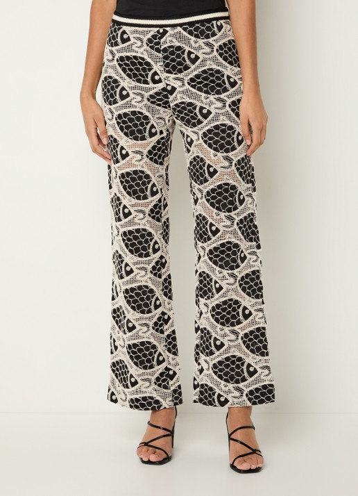 Fabienne Chapot Mora high waist flared fit broek met borduring