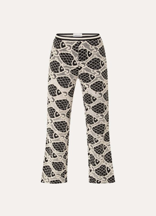 Fabienne Chapot Mora high waist flared fit broek met borduring - voorkant zwart