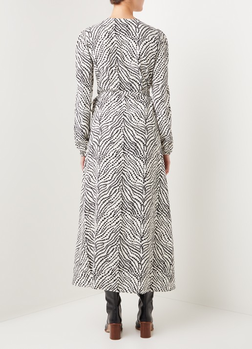 Fabienne Chapot Natasja maxi wikkeljurk met print - achterkant 3 beige