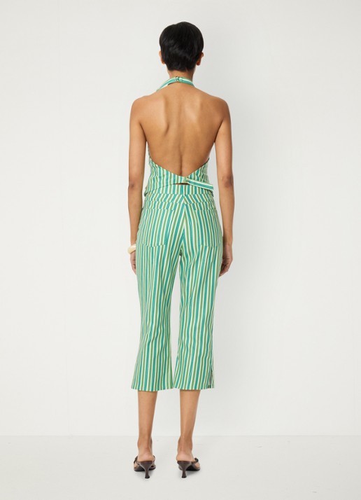 Fabienne Chapot Nazare gilet met streepprint en rugdecolleté - achterkant 5 groen