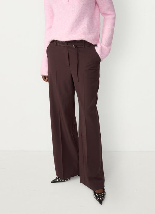 Fabienne Chapot Nelsan high waist wide fit pantalon met ceintuur