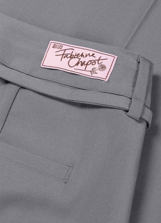 Fabienne Chapot Nelsan high waist wide leg pantalon - detail 2 grijs