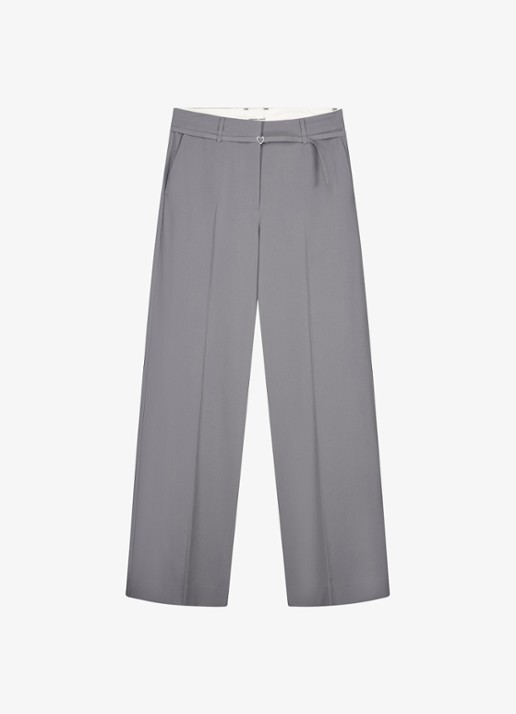 Fabienne Chapot Nelsan high waist wide leg pantalon - voorkant 4 grijs
