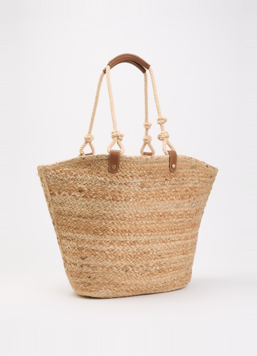 Fabienne Chapot Nico At Sea shopper van raffia - achterkant 2 beige