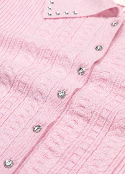 Fabienne Chapot Nova kabelgebreid vest met strass - detail 2 roze