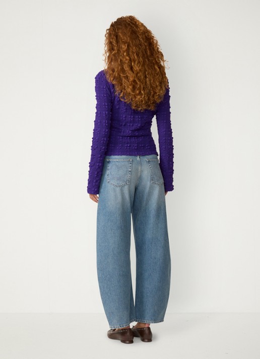 Fabienne Chapot Ola top met  asymmetrische split en boothals - achterkant 3 paars