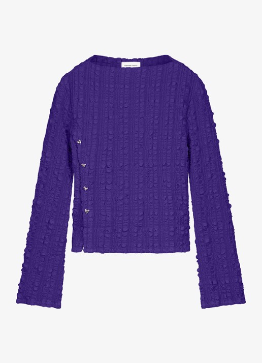 Fabienne Chapot Ola top met  asymmetrische split en boothals - voorkant 4 paars