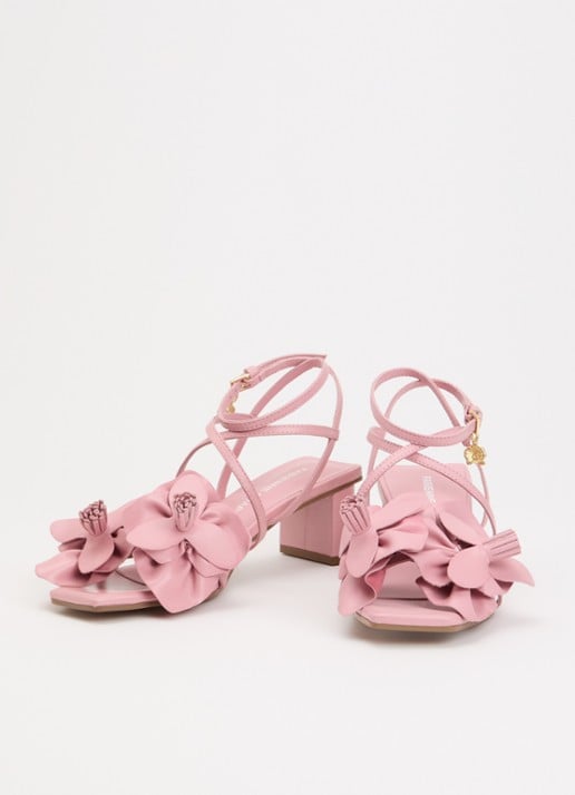 Fabienne Chapot Orchidea sandalette van leer  - detail roze