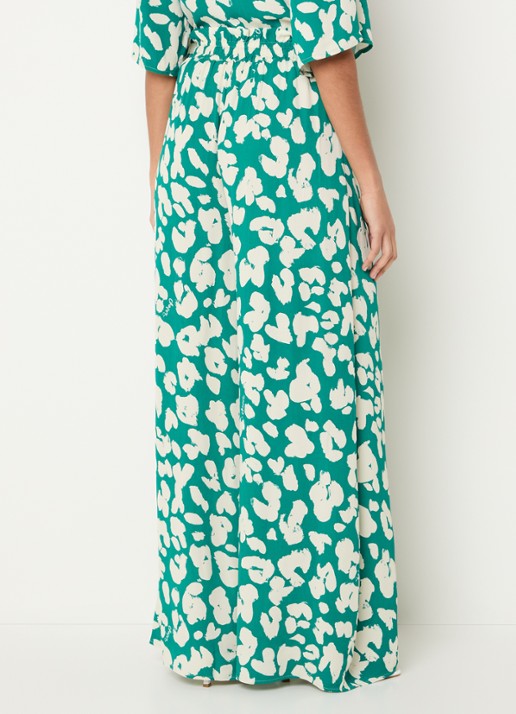 Fabienne Chapot Palapa high waist wide fit palazzo broek met print - achterkant groen
