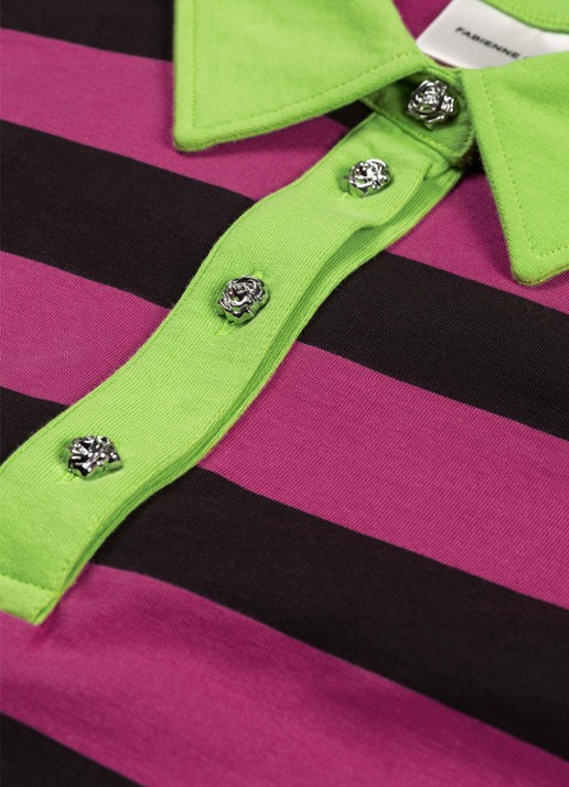 Fabienne Chapot Paula long sleeve met streepprint - detail 5 fuchsia