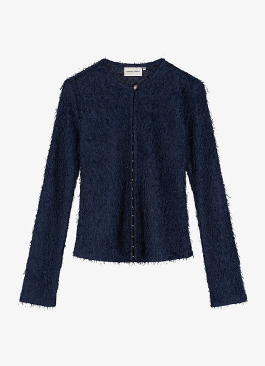 Fabienne Chapot Penny top met structuur - voorkant 3 donkerblauw