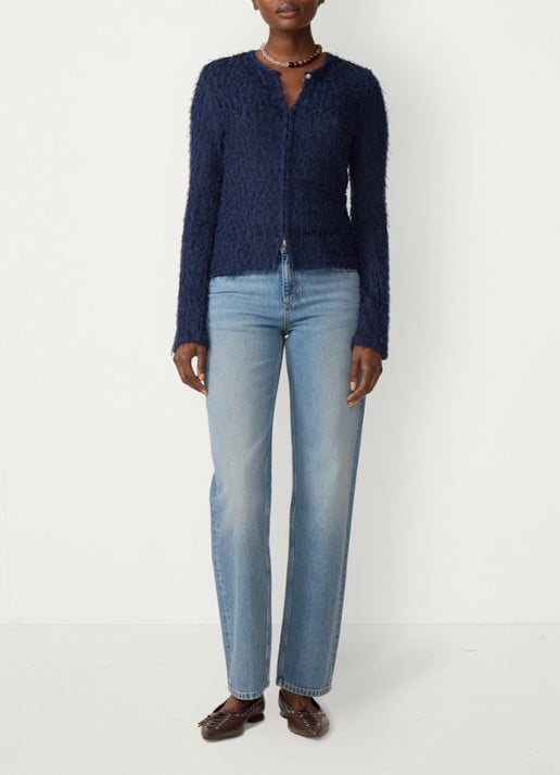 Fabienne Chapot Penny top met structuur - voorkant 4 donkerblauw
