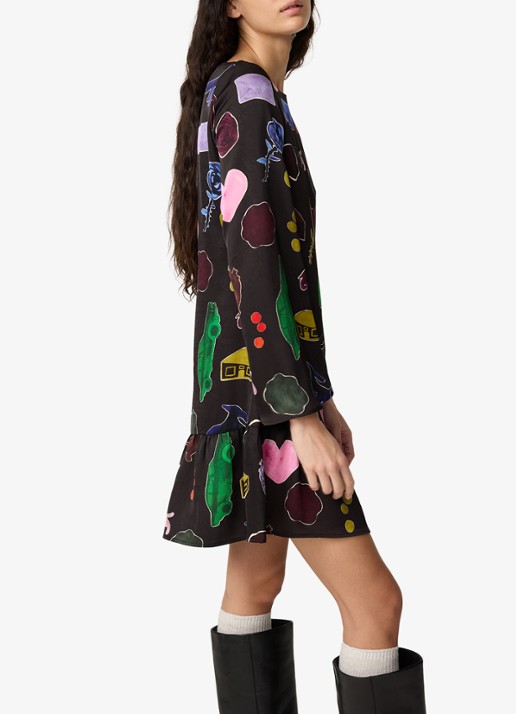 Fabienne Chapot Peony mini jurk met print - detail 3 zwart