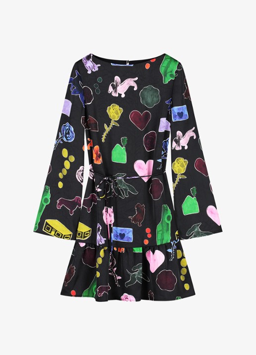 Fabienne Chapot Peony mini jurk met print - voorkant zwart