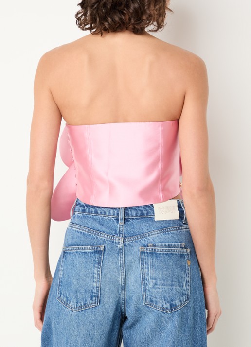 Fabienne Chapot Phalae cropped top van satijn met strikdetail - achterkant 4 koraalroze