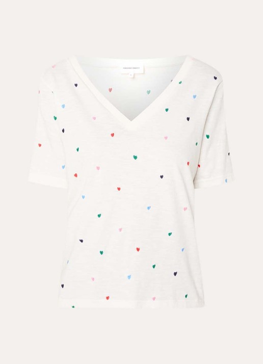 Fabienne Chapot Phil T-shirt met borduring - voorkant 2 gebroken wit