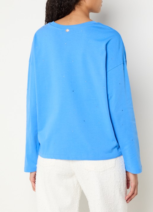 Fabienne Chapot Phileine longsleeve met strass - achterkant blauw