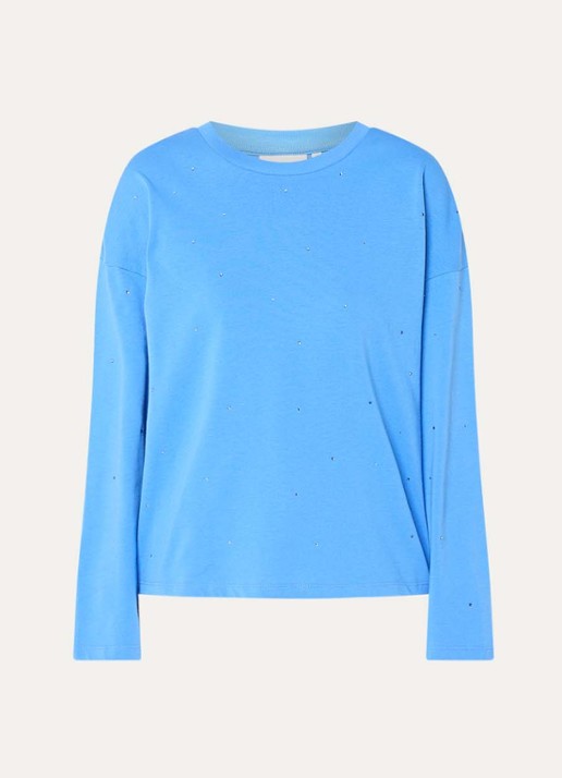 Fabienne Chapot Phileine longsleeve met strass - voorkant 2 blauw