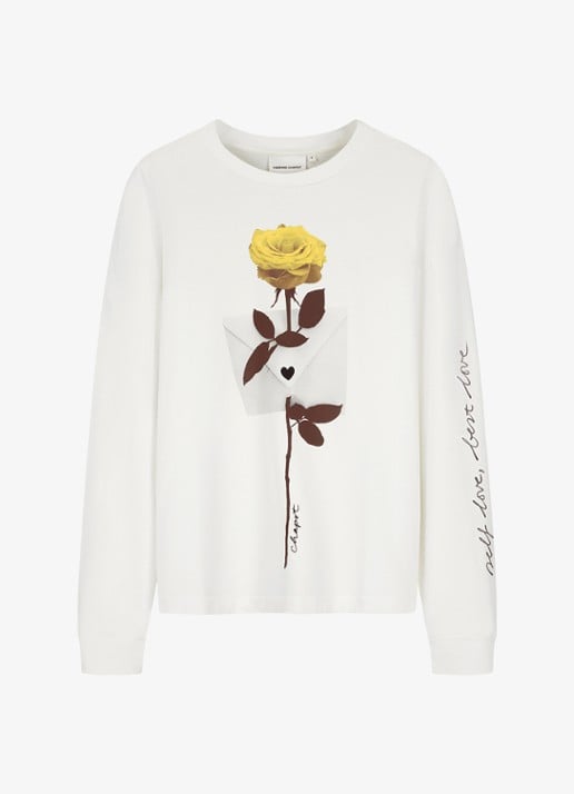 Fabienne Chapot Phileine Rose longsleeve met print - voorkant gebroken wit