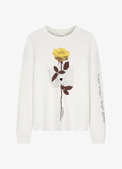 Fabienne Chapot Phileine Rose longsleeve met print - voorkant 2 gebroken wit