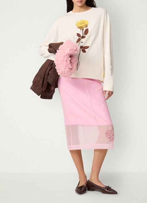 Fabienne Chapot Phileine Rose longsleeve met print - voorkant 3 gebroken wit