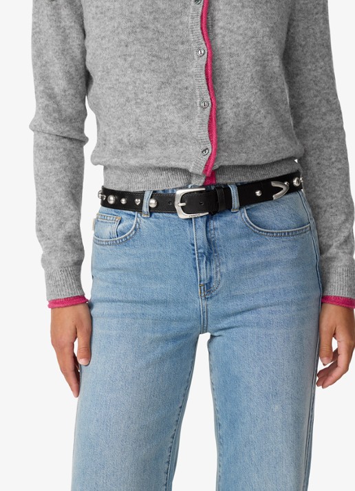 Fabienne Chapot Play Of Studs riem van leer - voorkant 2 zwart