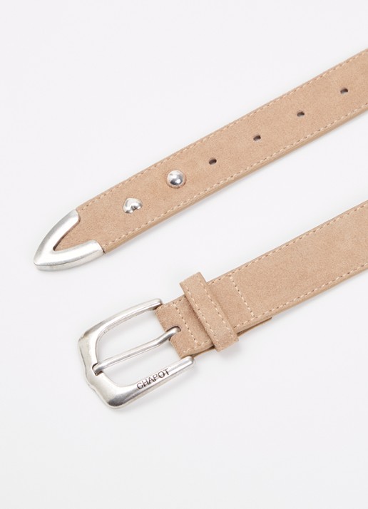 Fabienne Chapot Play Of Studs riem van suède met studs - detail 2 lichtbruin